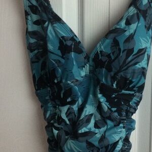 Teal Floral Print Swimsuit